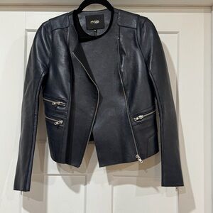 Maje - Leather Jacket - Navy - Women - FR 38